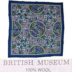 💂🧣🐍Celtic Dara Knot Serpent Folklore Wool Scarf | British Museum | 34” Square